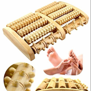 Masajeador de pies de madera con logotipo personalizado, rodillo masajeador de pies doble para relajarse, aliviar la fascitis plantar, estrés, dolor en el arco del talón - Product Image 1