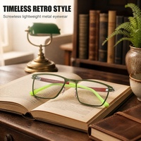 Lunettes optiques sans vis, monture rétro verte, verres optiques en métal, couleurs variées, montures de lunettes personnalisées pour hommes
