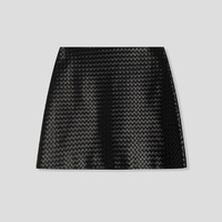 Jupe mini chic en cuir tressé taille basse pour femme, style urbain, printemps-automne, vente en gros