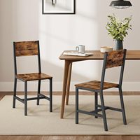 Chaise de salle à manger vintage OEM la moins chère en gros, chaise de cuisine rustique marron avec cadre en acier noir mat