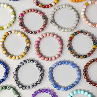 Bracelet extensible en perles de cristal de 8 mm, bracelet de guérison en pierres précieuses mélangées, perles rondes, vente en gros