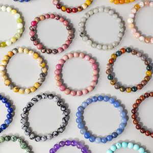 Bracelet extensible en perles de cristal de 8 mm, bracelet de guérison en pierres précieuses mélangées, perles rondes, vente en gros - Product Image 5