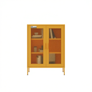 Armadio in Acciaio Giallo Senape 31.5x13.8x40.0 Pollici, Design Industriale, Arredamento Moderno per Soggiorno - Product Image 1