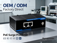 Parafoudre industriel 1 canal Gigabit PoE OEM/ODM 10KV DIN-Rail -40 à 75°C ℃   CE FCC pour AP sans fil Hynapower IPV201-10KV