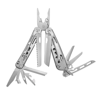 GHK Nouveau Design Outil Multifonction Pliant 16-en-1 en Acier Inoxydable pour Camping et Survie en Extérieur, Grandes Cisailles, Modèle DIY OEM GHK13