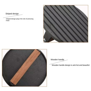 High Quality Sustainable Cast Iron Burger Press with Wooden Handle Meat Press for Hamburgers Steak <b>Griddles</b> - Product Image 5