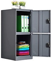 MECOLOR Casier Vertical Compact à un Niveau avec Moraillon pour Cadenas, Rangement à 2 ou 3 Compartiments pour Employés, Maison, Bureau, École, Enfants