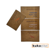 Étiquettes de vêtements personnalisées Jacron avec logo, en papier lavable de haute qualité, imprimées numériquement, coupées à la forme, couleurs et tailles personnalisées