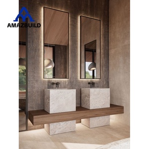 AMAZBUILD Luxury <strong>Freestanding</strong> Stone Vanity with Integrated Sink Smart <strong>Mirror</strong> for <strong>Bathroom</strong> Application Unique Design - Product Image 2