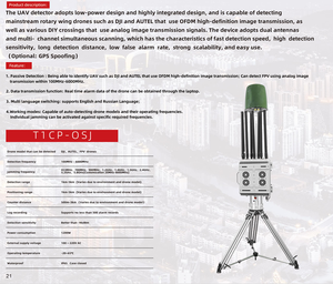 Système de brouillage de détection de drones fixe Yyt T1CP-OSJ, portée 1-5 km, 100-6000 MHz, étanche IP65, monté sur trépied, pour la sécurité périmétrique des drones - Product Image 6