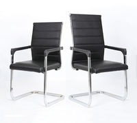Prix de gros Chaise de bureau noire à bas prix Directeur Boss visiteur Chaise cantilever en cuir pour bureau de direction