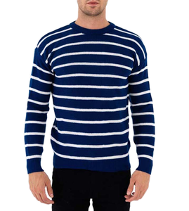 Pull tricoté épais pour homme, style vintage décontracté, col rond, manches unies, 100% tricoté, personnalisé en usine, pour l'hiver, style motard - Product Image 1