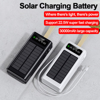 Batterie externe solaire Li-polymère ultra-mince 10W à charge super rapide 30000mAh avec logo personnalisé pour téléphone portable promotionnel