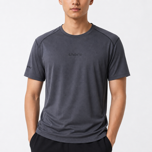 Charlo Custom Men Quick Dry Air Flow <b>T</b> <b>Shirt</b> Charcoal <b>Grey</b> Athletic Gym Performance Tee Wholesale Bulk OEM REACH GCC - Product Image 1