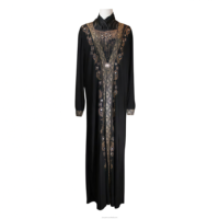 Abaya Loriya Dubaï, vêtements islamiques pour femmes, taille plus, polyester, broderie sur le devant, hijab, ensemble 2 pièces, été, Eid