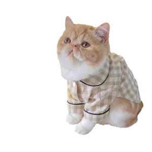 Pijamas para mascotas, ropa a cuadros transpirable de verano para perros y gatos, azul marino, blanco, talla S M L - Product Image 4