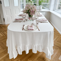 Nappe en lin doux lavé avec des volants en nappe en lin élégant blanc uni en nappe de dîner blanc crème