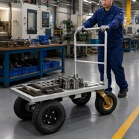 Chariot de transport électrique pliable robuste à quatre roues en métal - Conception compacte pliable, accessible aux ascenseurs, transport monopersonnel