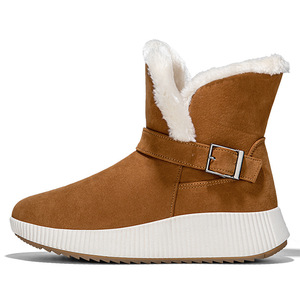Bottes de neige pour femmes, en fausse daim, doublées de fourrure, antidérapantes, à bout rond, chaussures chaudes en coton, semelle souple, hiver - Product Image 2