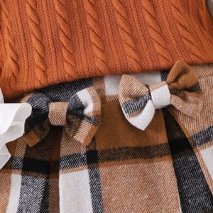 เสื้อผ้าเด็กอายุ 2-7 ปี เสื้อกั๊กถักนิตติ้งหรูหรา เสื้อเชิ้ตปกคอปก กระโปรงลายสก็อตจีบระบาย ชุดเสื้อผ้าเด็กผู้หญิง ฤดูใบไม้ร่วง ฤดูหนาว - Product Image 2