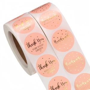 Fabrikpreis Logo 1 Zoll Dankeskarten Postaufkleber Kraftpapier Wasserfeste Geschäftsaufkleber Herz Dankeschön-Aufkleber - Product Image 1