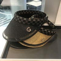 Summer Fashion Rhinestone Beach Sunscreen Sun Hat Empty Top Hat Straw Hat