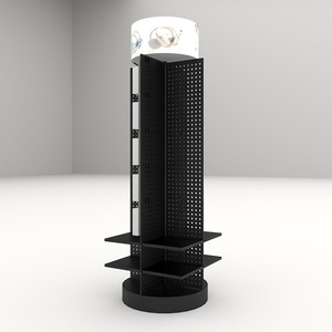 Custom Metal Pegboard 3C Accessories <strong>Rotating</strong> <strong>Display</strong> Stand <strong>with</strong> <strong>Rotating</strong> <strong>Hooks</strong> - Product Image 1