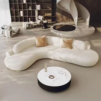 Ensemble de canapés sectionnels modernes minimalistes de style nordique avec matériau en sherpa et design irrégulier