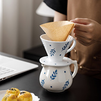 Ensemble de cafetière en céramique de style origami de luxe léger avec filtre à café en papier et sac de voyage portable