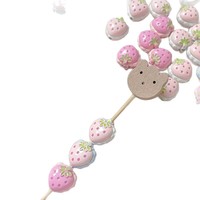 Perles fraise 3D double face peintes à la main, très demandées, pour la fabrication de bijoux DIY (bracelets, colliers)