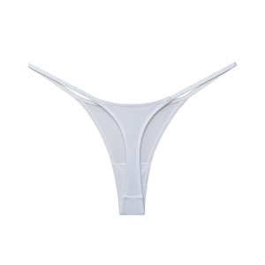 Style européen américain 1058 Nouvelle Collection Pantalon T en coton côtelé fin Sexy Bretelles fines Culottes pour femmes Couleurs contrastées - Product Image 6