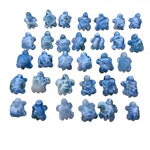 Larimar Schildkröten-Schnitzerei als Geschenk - Blauer Ozeanstein Symbol für Langlebigkeit Feng Shui Dekoration - Product Image 6