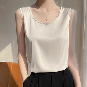 Haut sans bretelles à col rond pour femme, t-shirt sans manches, tendance - Product Image 1