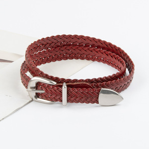 <span class=keywords><strong>Ceinture</strong></span> en tissu en cuir tressé de Style rétro pour femmes 5 couleurs pantalons décontractés réglables en alliage épingle sans trou décorée <span class=keywords><strong>ceinture</strong></span> en cuir PU - Product Image 4