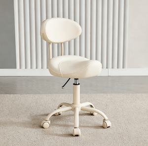 Tabouret de salon en cuir marron réglable avec dossier roulant, siège hydraulique et repose-pieds pour studio de beauté et poste de barbier - Product Image 4