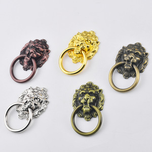 Lion Head Cabinet Door Handles Zinc Alloy Brushed Bronze <b>Red</b> Silver Gold Chinese Style Hardware Handle B-447 - Product Image 4
