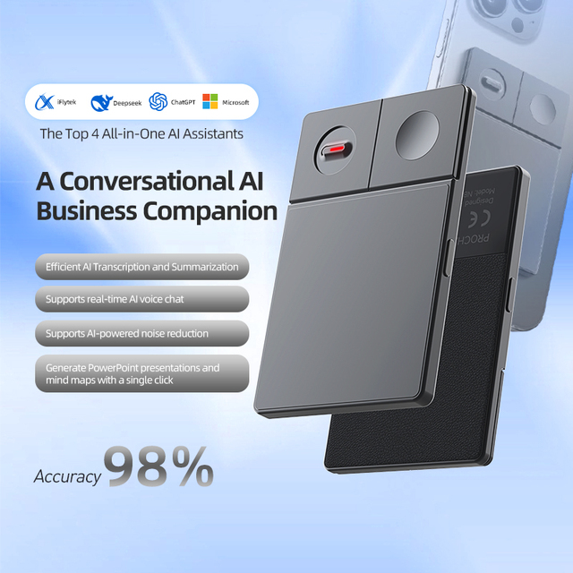 Smart AI Business Companion ABS Imitation Leather Meeting Minutes Transcription PPT Generation Digital Voice Recorder Recording