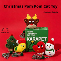 Jouet de Noël pour chat, balle en corde de coton à la catnip, jouet de dentition résistant aux morsures, jouet interactif pour chaton à faire jouer soi-même