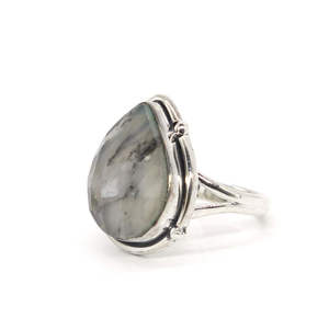 Anillo de Ágata Dendrítica en Plata de Ley 925 Hecho a Mano con Piedras Preciosas Naturales, Joyería Elegante de Estilo Bohemio Vintage para Mujer - Product Image 1