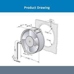 Ventiladores axiales ebm-papst serie 7200 N 7214N/19 DC 150 x 55 mm para aire acondicionado y ventiladores para la disipación de calor de dispositivos electrónicos - Product Image 2