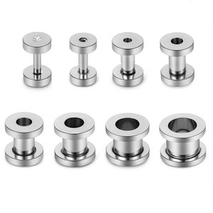 Hop Fashion Accesorios Corporales: <span class=keywords><strong>Dilatador</strong></span> de <span class=keywords><strong>Oreja</strong></span> de Acero Inoxidable con Base Plana, Tipo Polea, Hueco y Roscado - Product Image 6