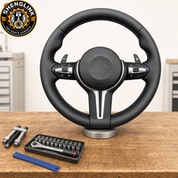 Volant en cuir personnalisé à fond plat pour BMW F10 F15 F36 F20 F22 F25 370 mm
