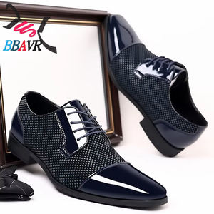 Zapatos de Hombre Nuevos de PU con Cordones, Formales de Negocios, Casuales, Transpirables, con Patrón Geométrico, Duraderos, con Absorción de Impactos, para Primavera y Otoño - Product Image 2