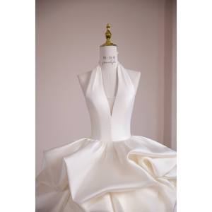 Abito da <span class=keywords><strong>sposa</strong></span> di alta gamma in raso con corpetto avvolgente, strascico a cappella, fiori, <span class=keywords><strong>taglie</strong></span> forti e per la madre <span class=keywords><strong>della</strong></span> <span class=keywords><strong>sposa</strong></span> - Product Image 4
