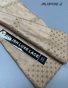 Encaje pulido de algodón 100% de alta calidad africano con diadema Africana Aso Oke y hombro Nigeriano para Material de ropa de fiesta - Product Image 3