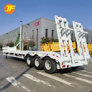 การขนส่งเครื่องจักรกลหนักไฮดรอลิกที่ถอดออกได้คอห่าน 4 สาย 8 เพลา 150 ตัน Lowbed Lowboy รถตักต่ํากึ่งพ่วง