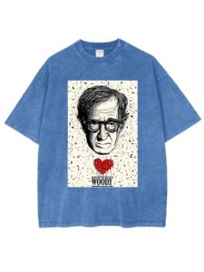 Réalisateur <span class=keywords><strong>Woody</strong></span> <span class=keywords><strong>Allen</strong></span> T-Shirts Summer 100% Cotton Drop Shoulder Crewneck Heavyweight Acid Wash - Product Image 2