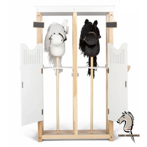 Cheval d'équitation jouet à chevaucher Hobby Horse, animaux en peluche, porte de box en bois - Product Image 1