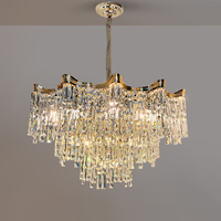 Lustre en cristal minimaliste moderne, lampe suspendue linéaire contemporaine, éclairage LED réglable avec télécommande