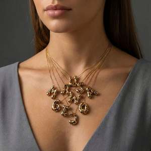 Collar con Colgante de Letra Inicial A-Z para Hombre/Mujer, Chapado en Oro Amarillo, Resistente al Agua, Cadena de Acero Inoxidable, Estilo Moderno para Fiestas - Product Image 6